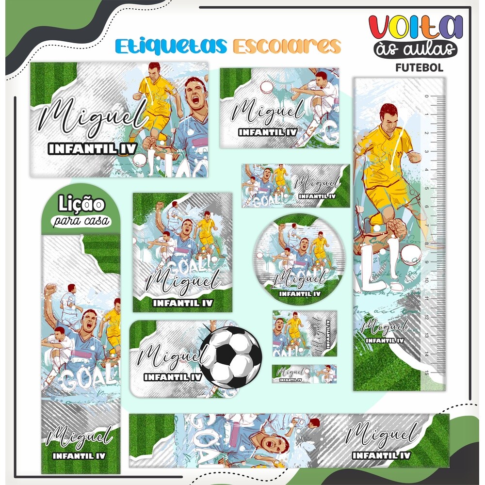 Kit Digital Etiqueta escolar para imprimir V2 EEFutebol