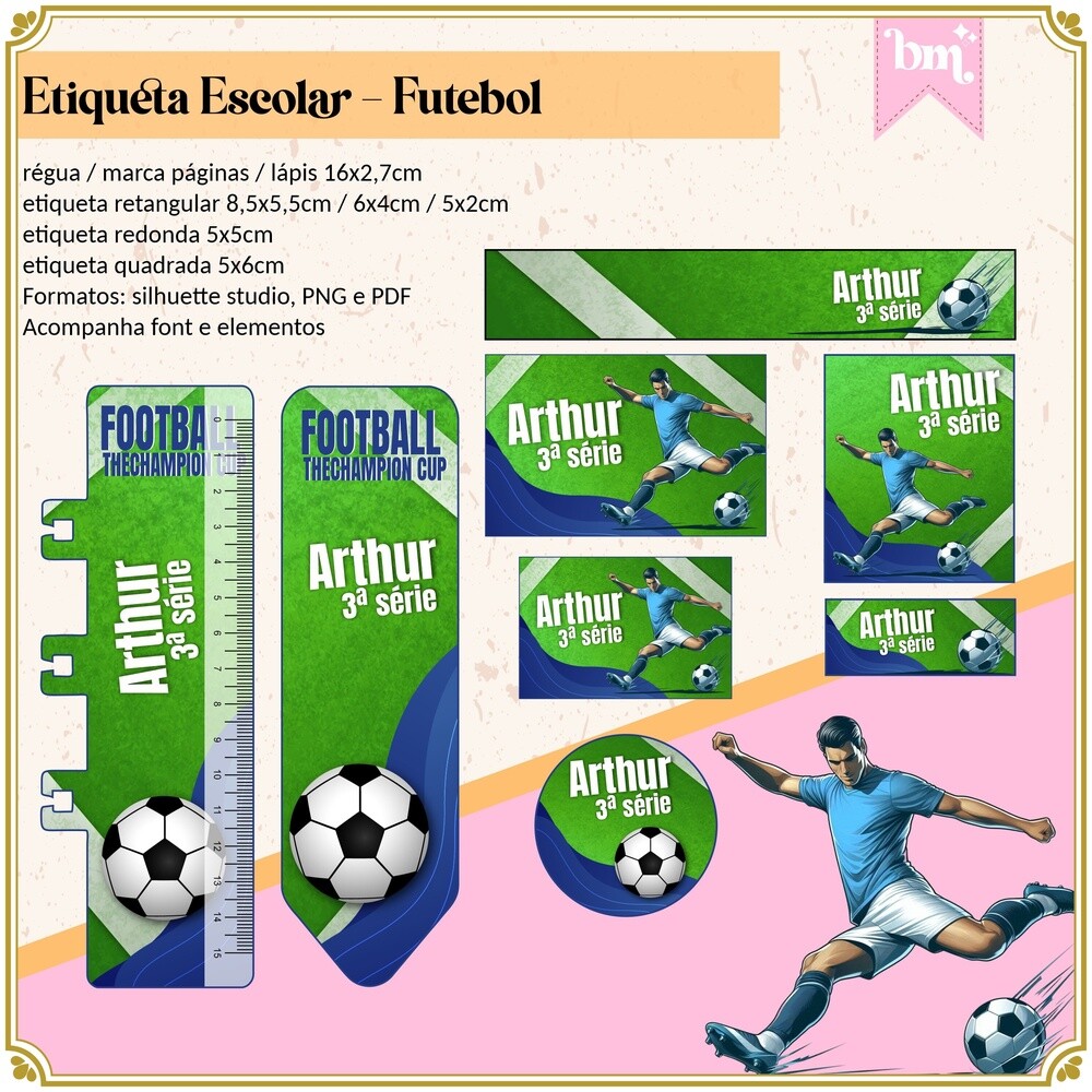 Kit Digital Etiqueta escolar para imprimir V24 EEFutebol