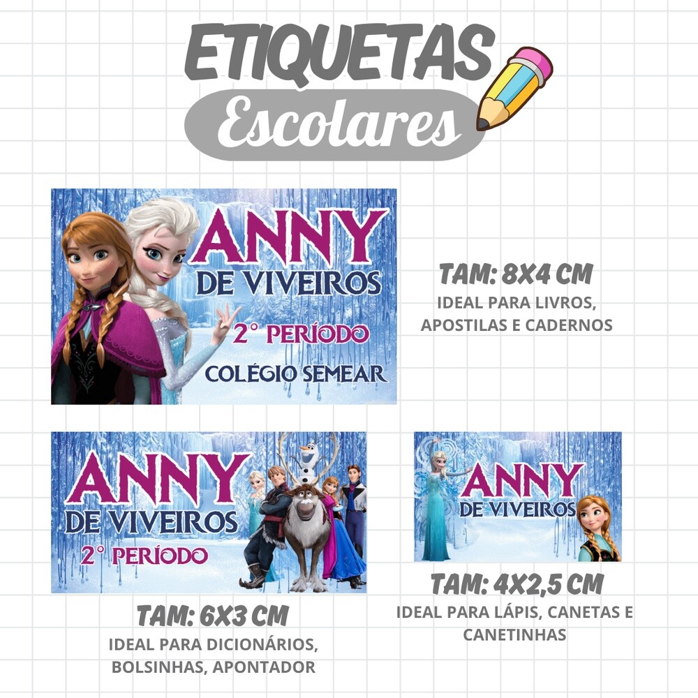 Kit Digital Etiqueta escolar para imprimir Frozen EE V10