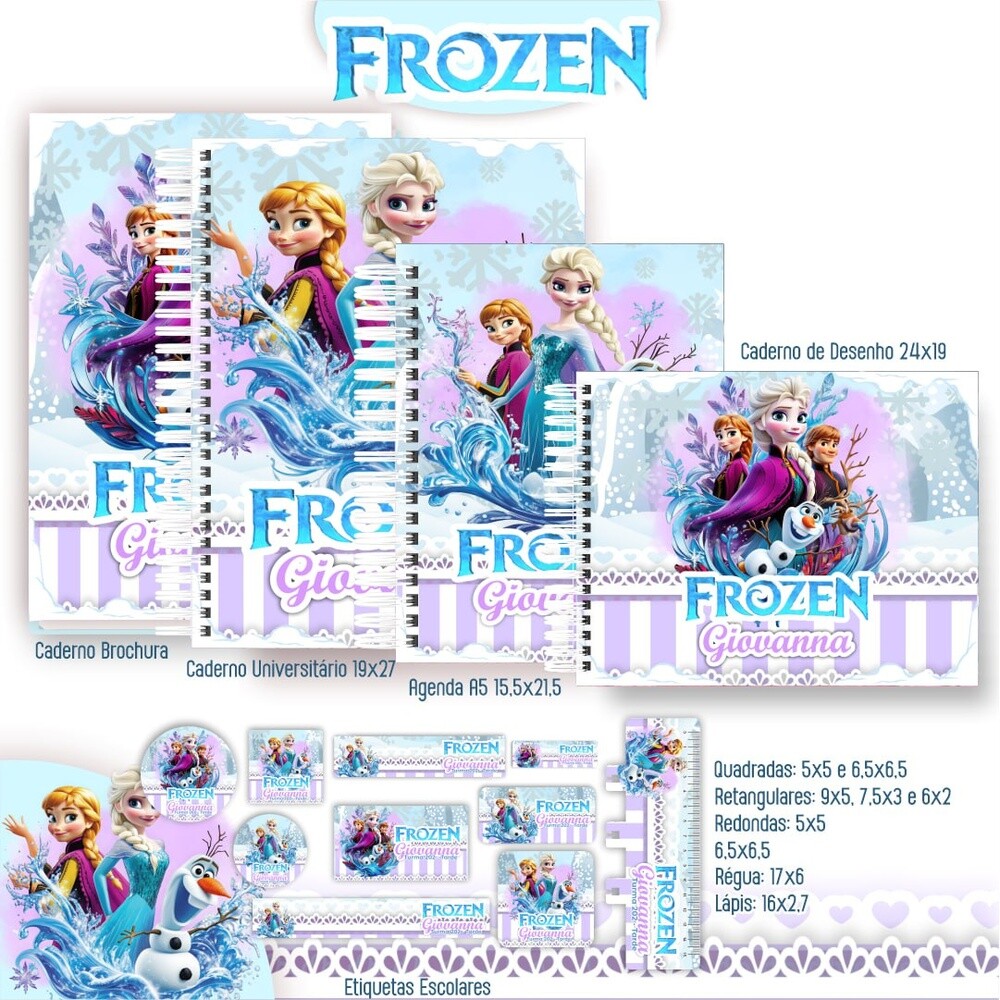 Kit Digital Etiqueta escolar para imprimir Frozen EE V11