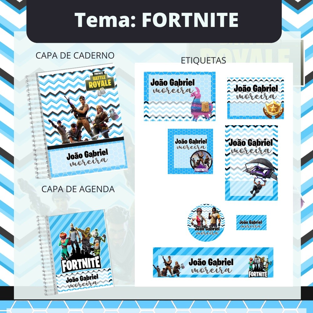 Kit Digital Etiqueta escolar para imprimir Fortnite EE V2