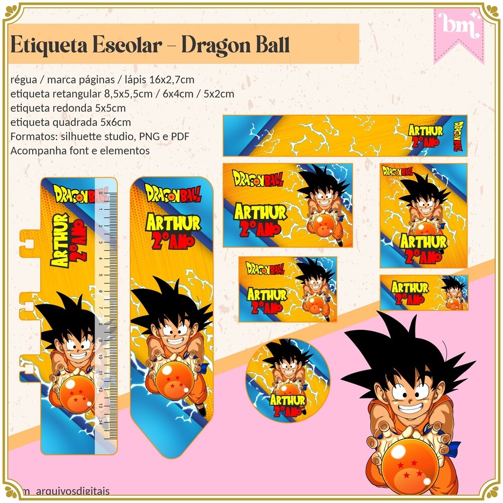 Kit Digital Etiqueta escolar para imprimir Dragon Ball V7 EE