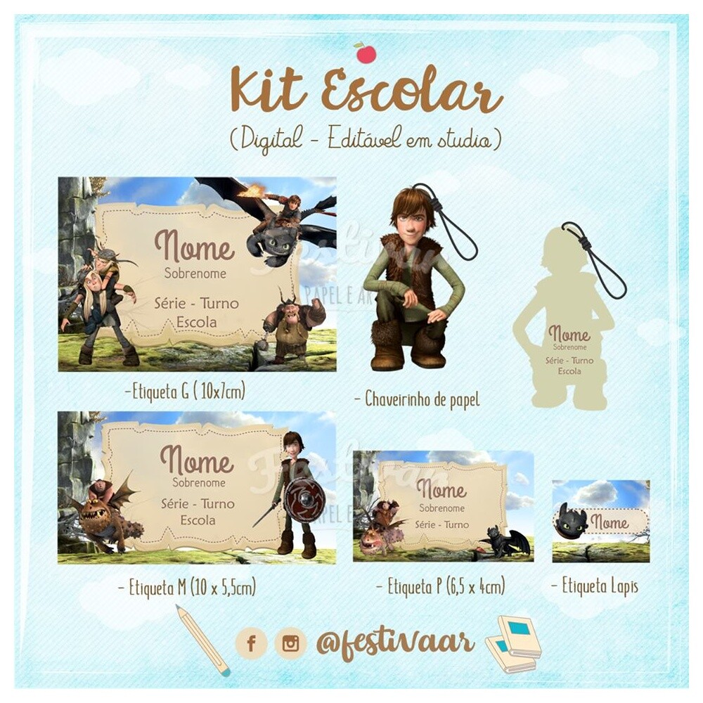 Kit Digital Etiqueta escolar para imprimir V1 EE Como treinar seu