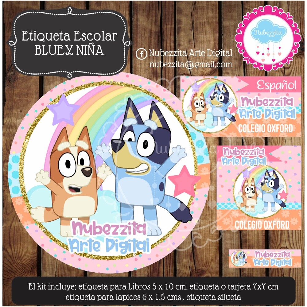 Kit Digital Etiqueta escolar para imprimir BLUEY V11 EE