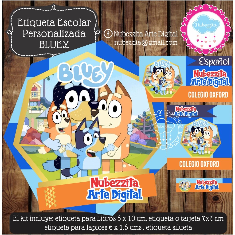 Kit Digital Etiqueta escolar para imprimir BLUEY V12 EE