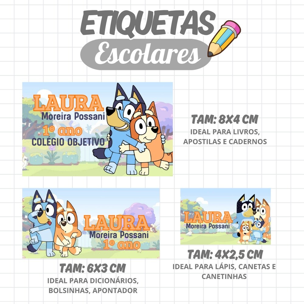 Kit Digital Etiqueta escolar para imprimir BLUEY V14 EE