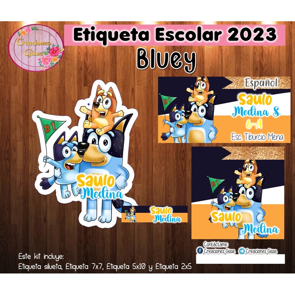 Kit Digital Etiqueta escolar para imprimir BLUEY V3 EE