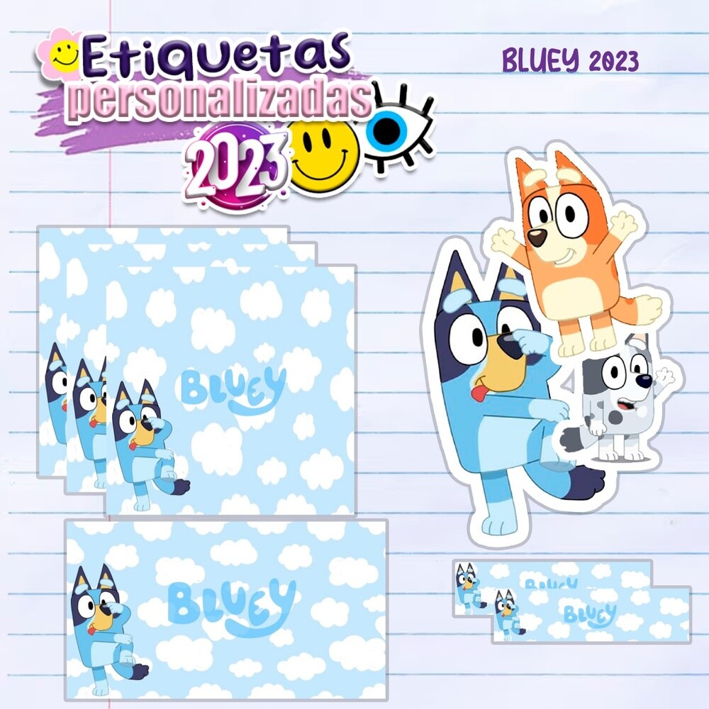 Kit Digital Etiqueta escolar para imprimir BLUEY V9 EE