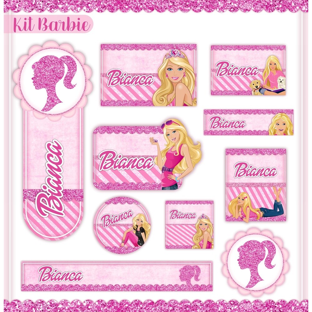Kit Digital Etiqueta escolar para imprimir Barbie V1 EE