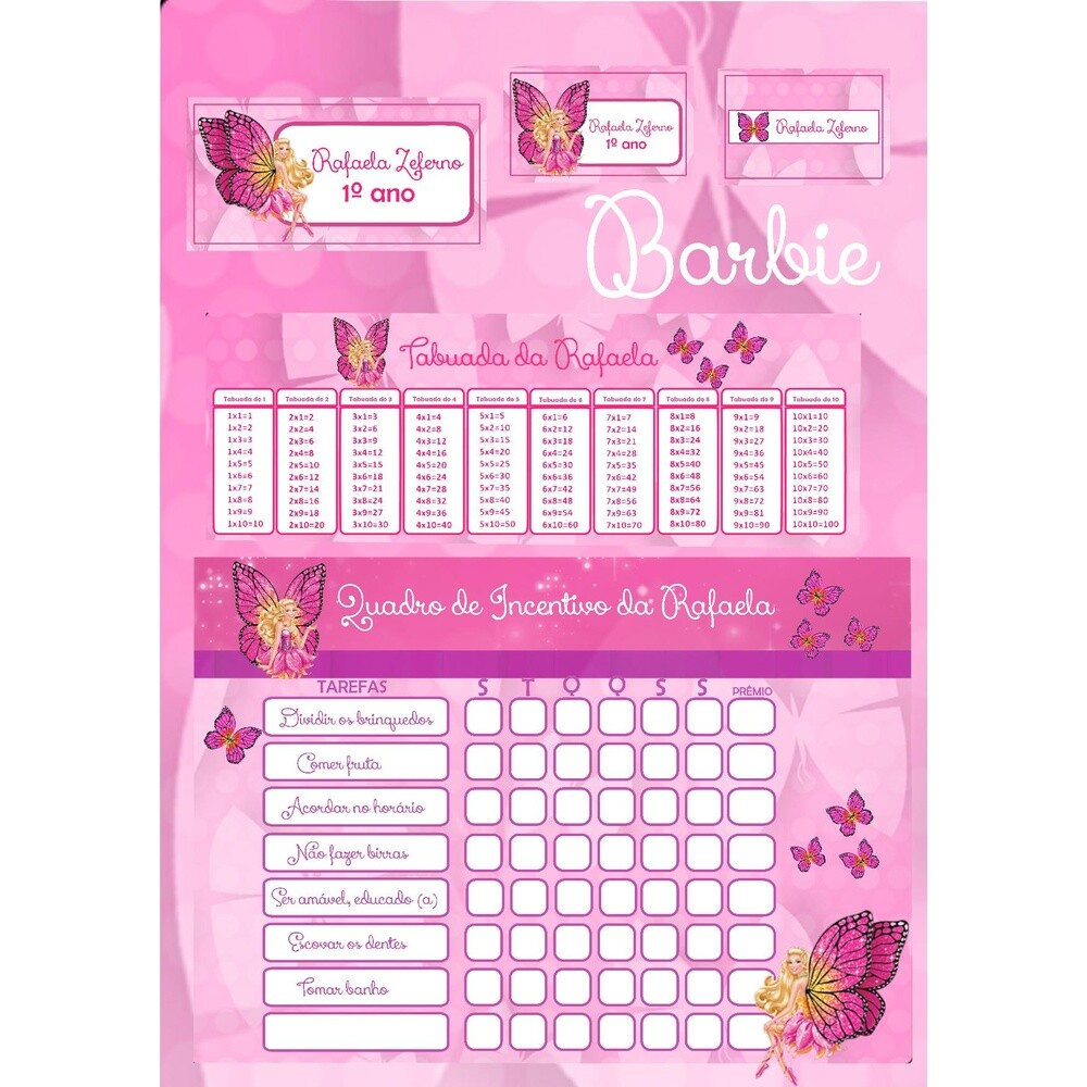 Kit Digital Etiqueta escolar para imprimir Barbie V14 EE
