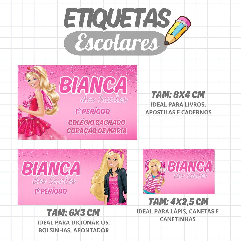 Kit Digital Etiqueta escolar para imprimir Barbie V19 EE