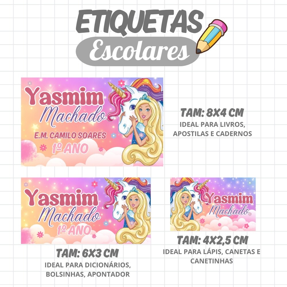Kit Digital Etiqueta escolar para imprimir Barbie V20 EE