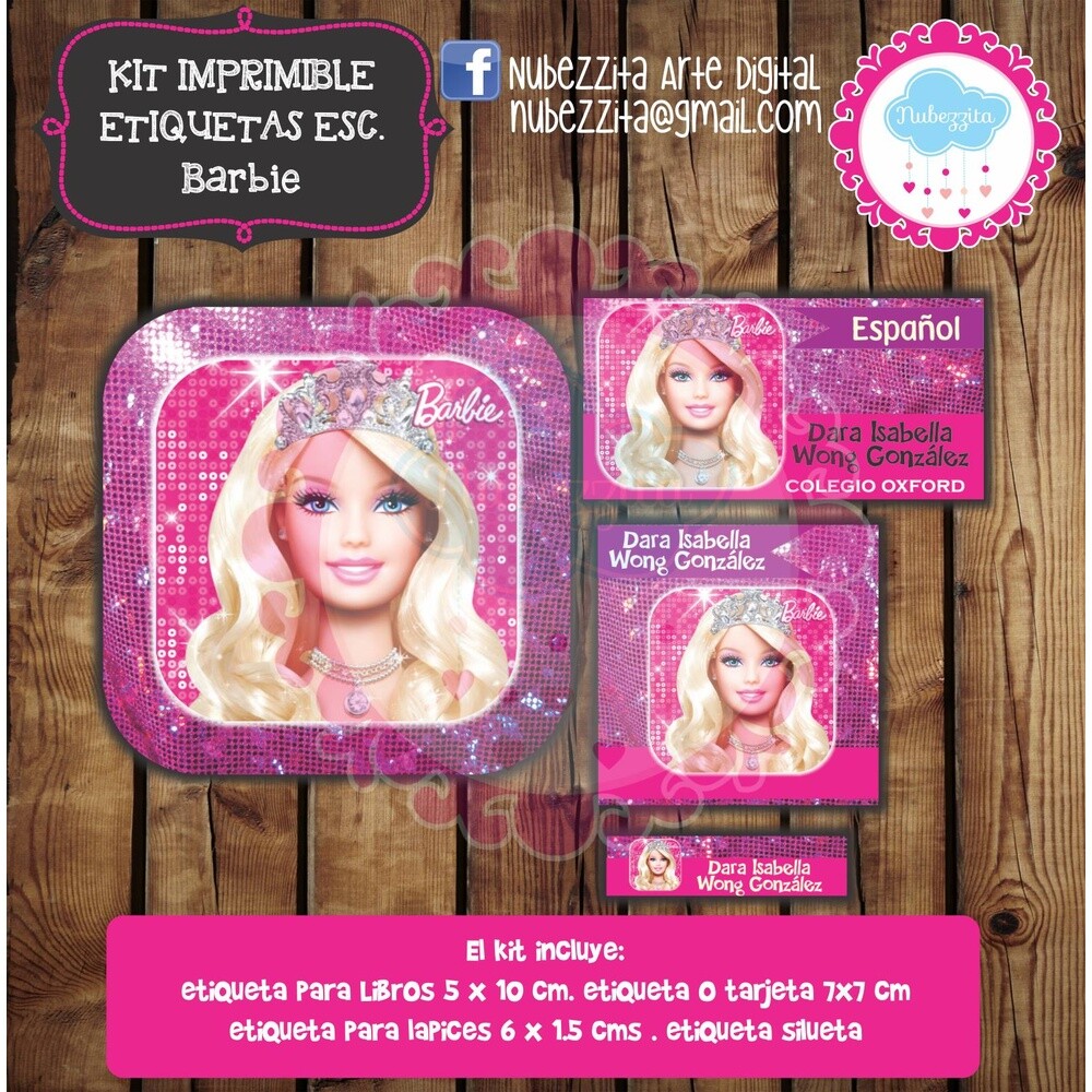 Kit Digital Etiqueta escolar para imprimir Barbie V8 EE