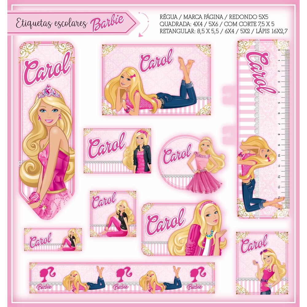 Kit Digital Etiqueta escolar para imprimir Barbie V9 EE
