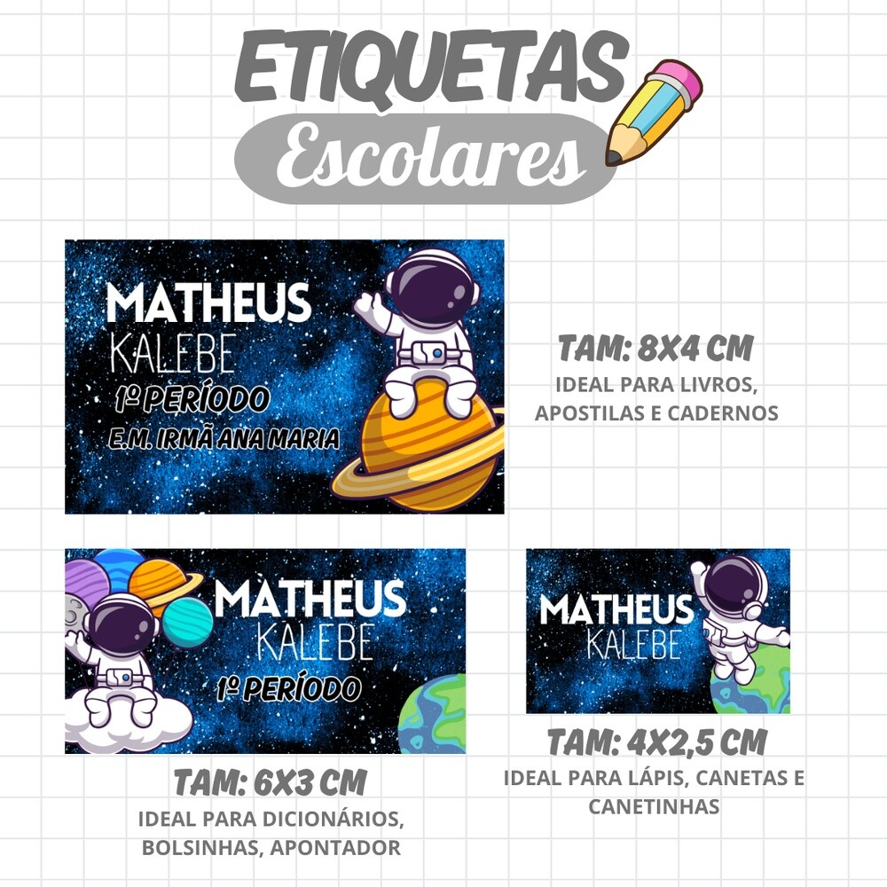 Etiqueta escolar para imprimir  Astronauta EE v7