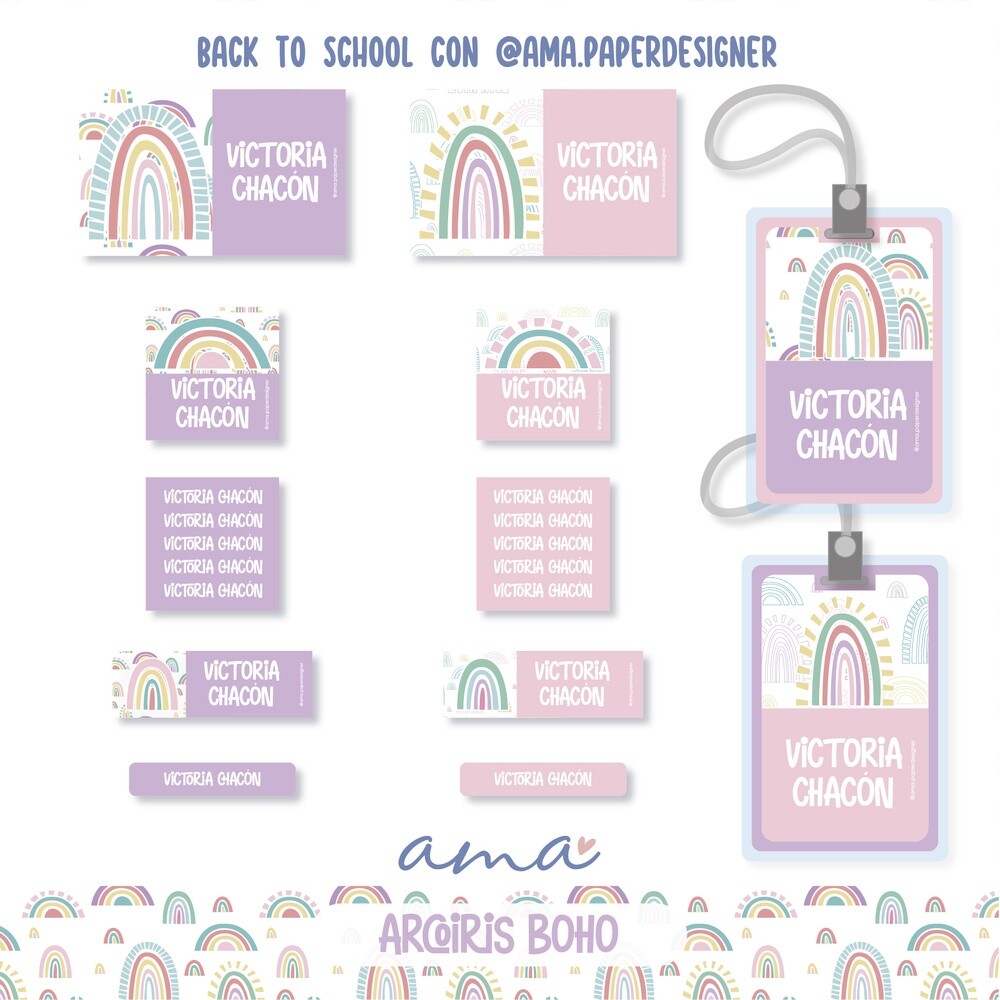 Arquivo Etiqueta Escolar ARCO IRIS