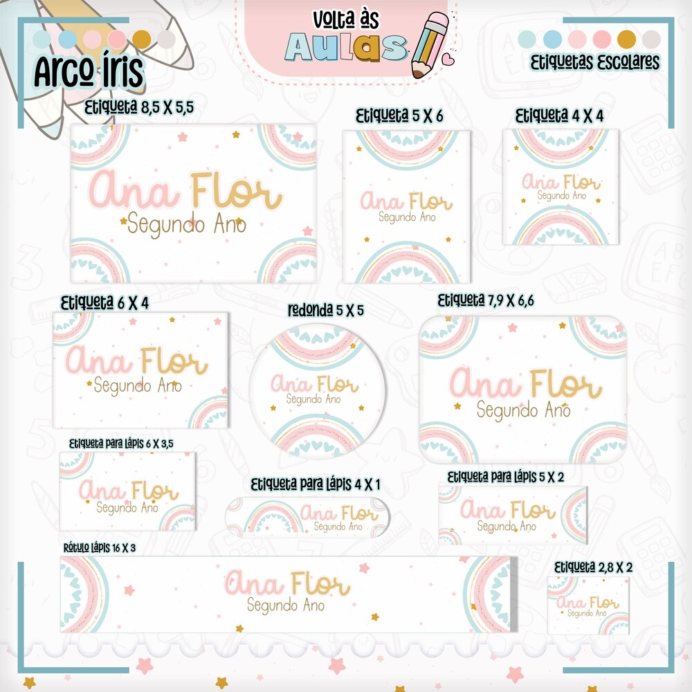 Etiqueta escolar para imprimir Arcoiris V10 EE
