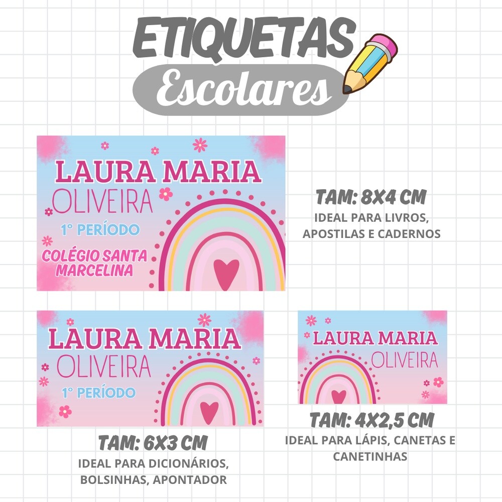 Etiqueta escolar para imprimir Arcoiris V8 EE