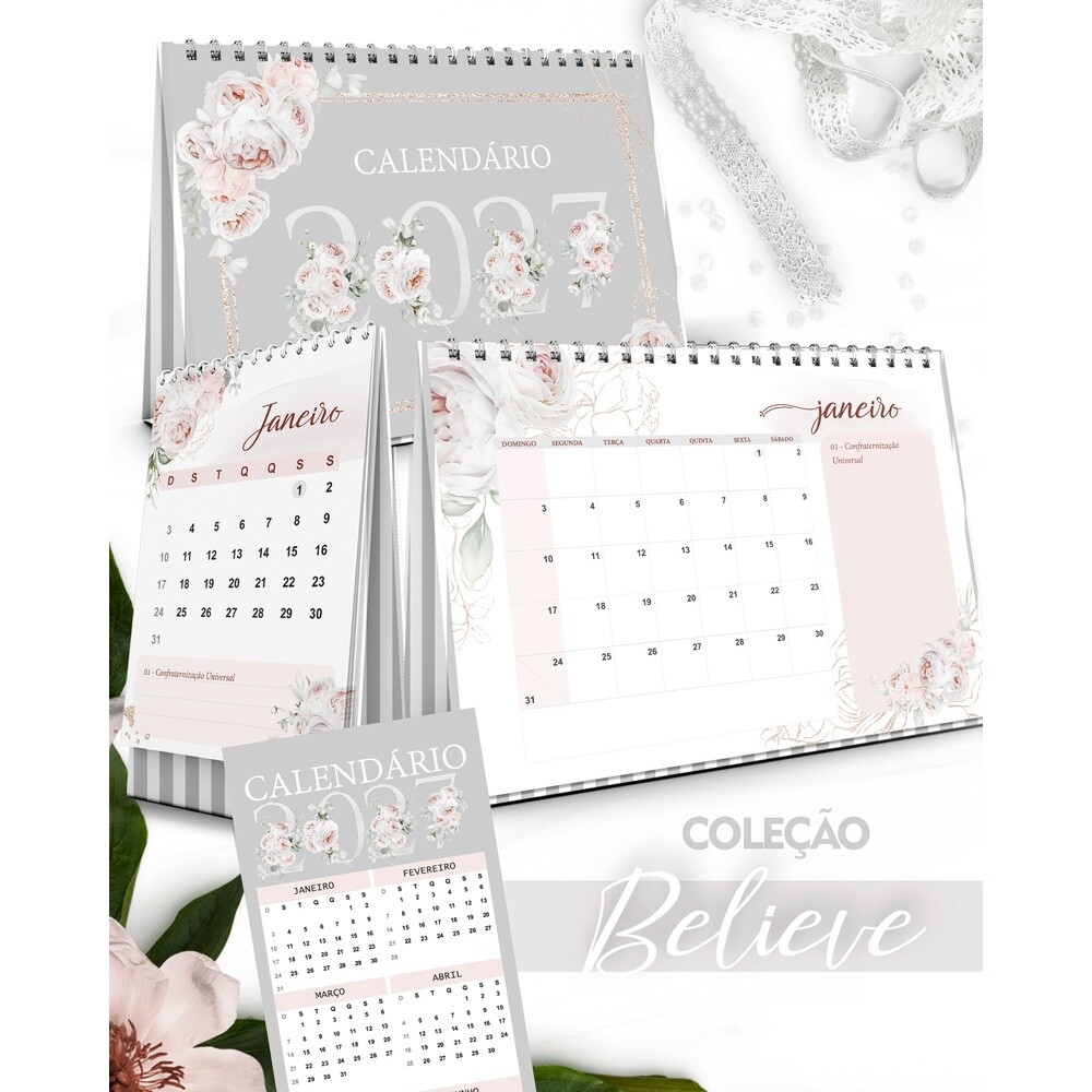 Kit Digital Arquivo Kit Calendários 2027 de Mesa A5 A6 e Calend?