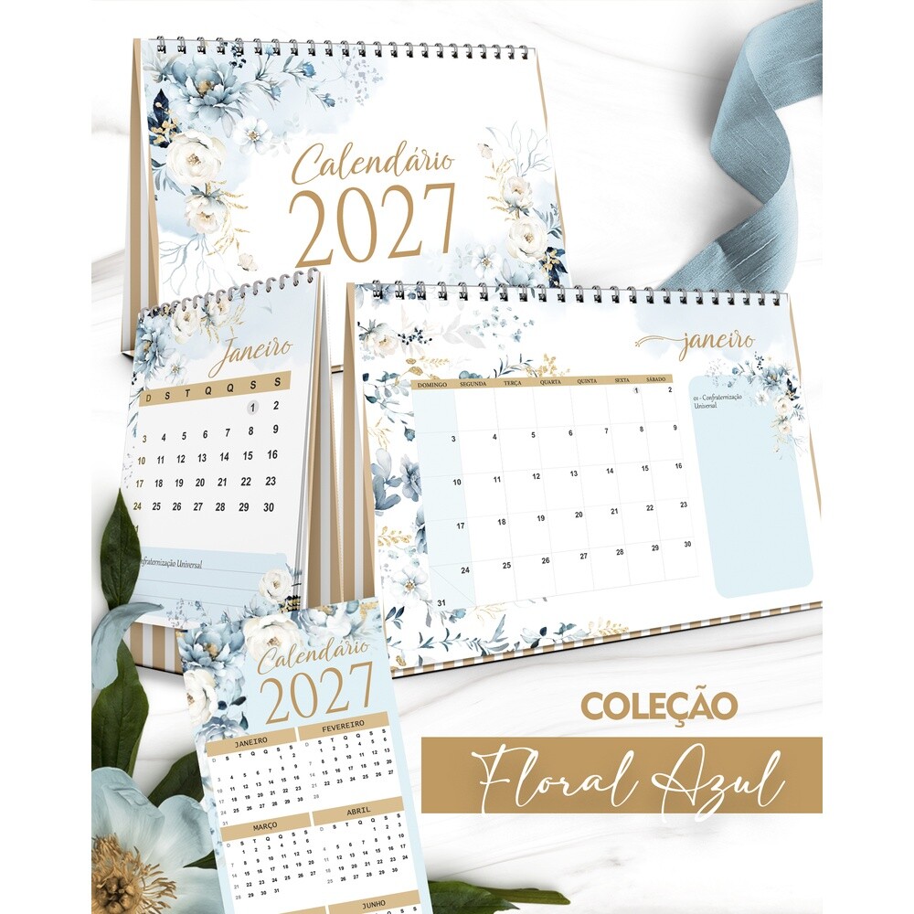 Kit Digital Arquivo Kit Calendários 2027 de Mesa A5 A6 e Calend?