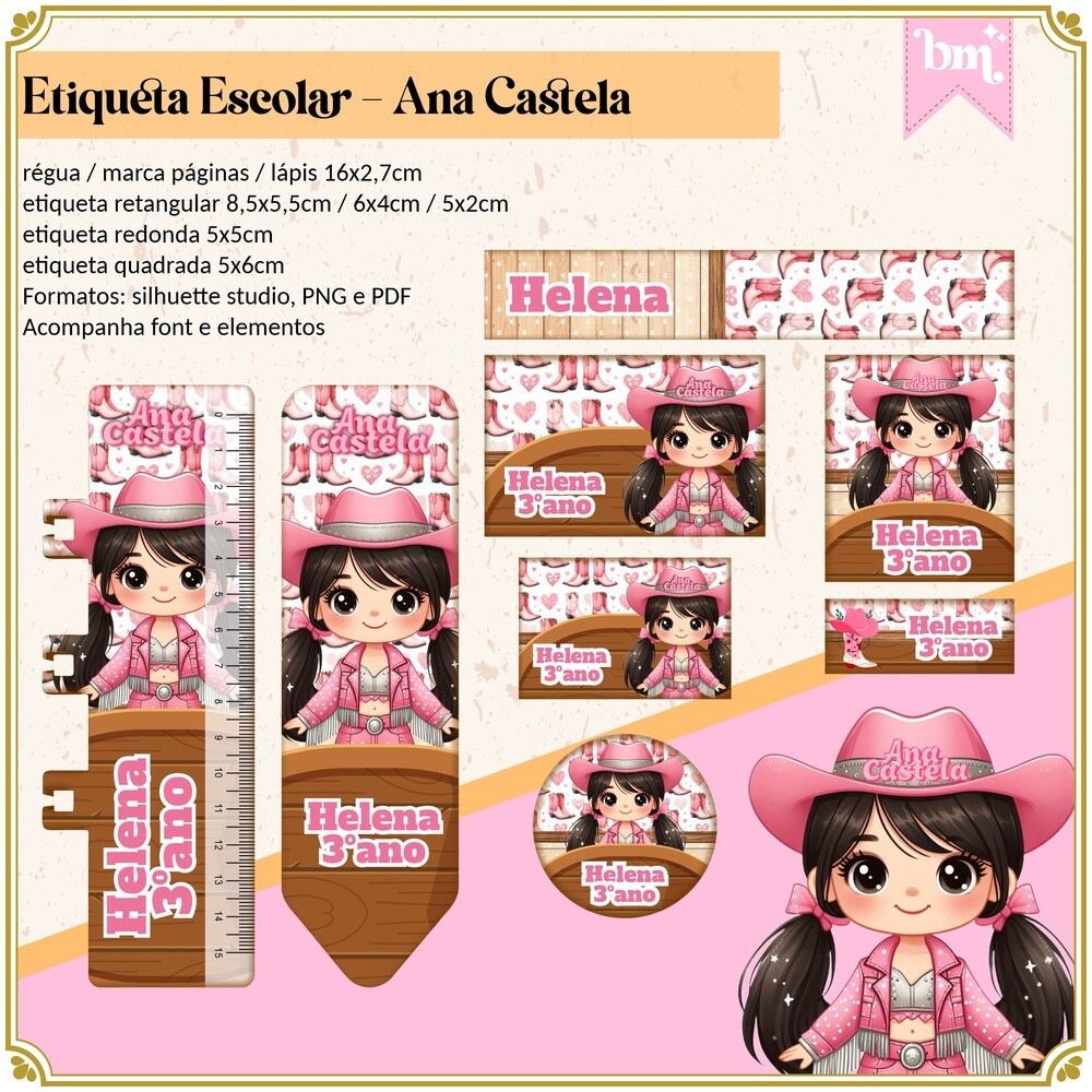 Kit Digital Etiqueta escolar para imprimir Cowboy - Cowgirl V2 An