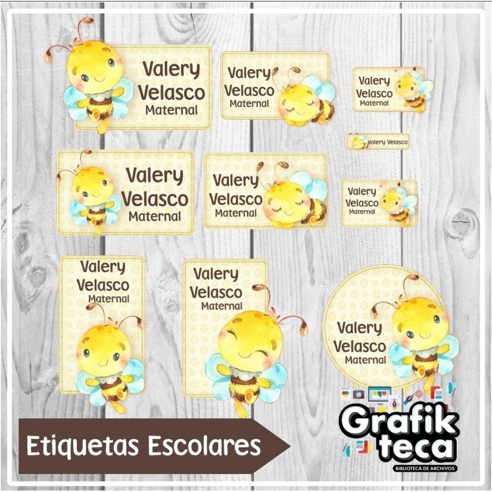 Etiquetas escolares para imprimir Abelhas Abejita V1 EE