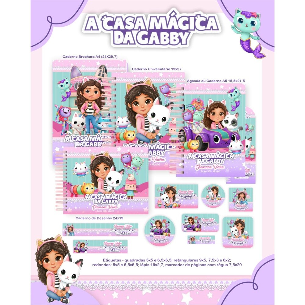 Kit Digital Etiqueta escolar para imprimir  A Casa Magica de Gabb