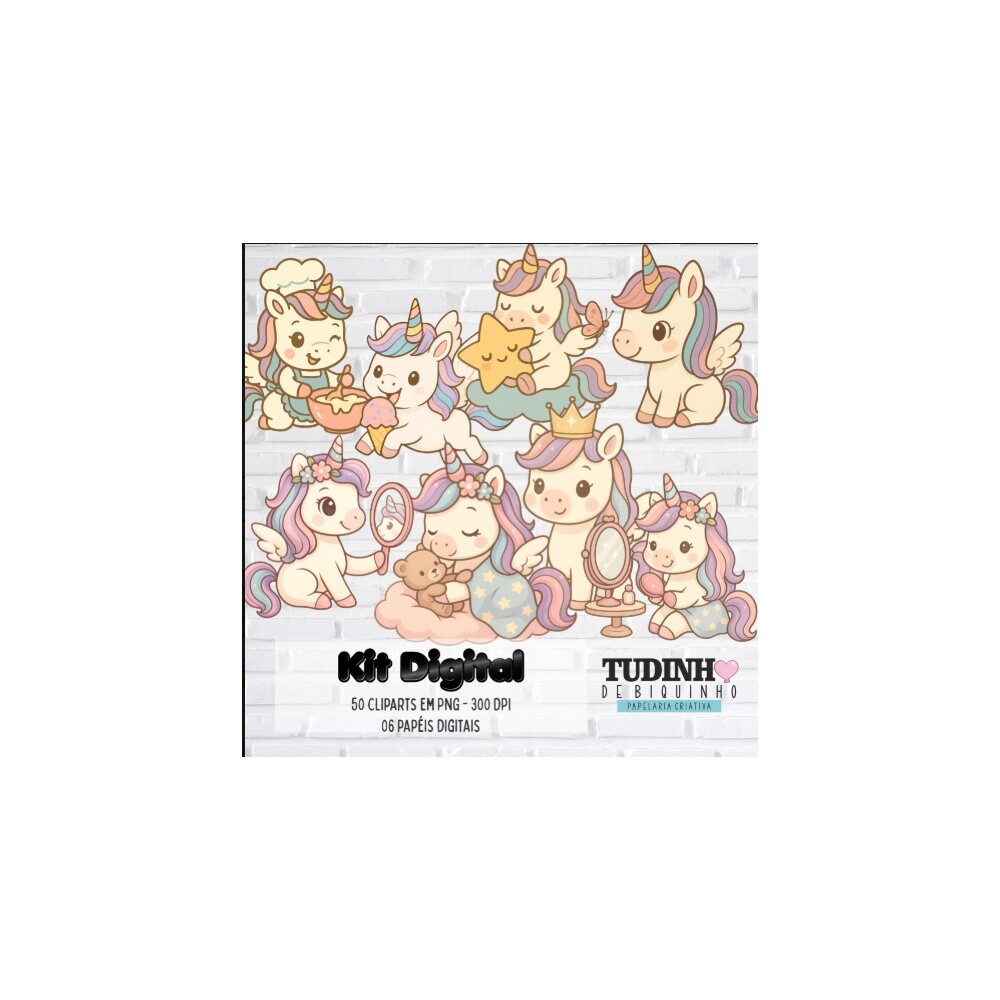 Kit Digital unicornio kawaii 0001