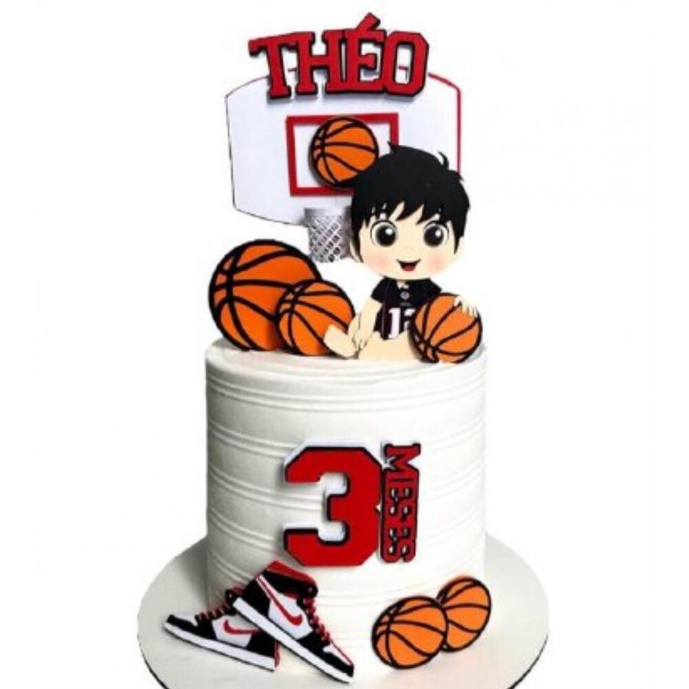 Topo de Bolo Basquete Menino Baby arquivo digital em studio silho