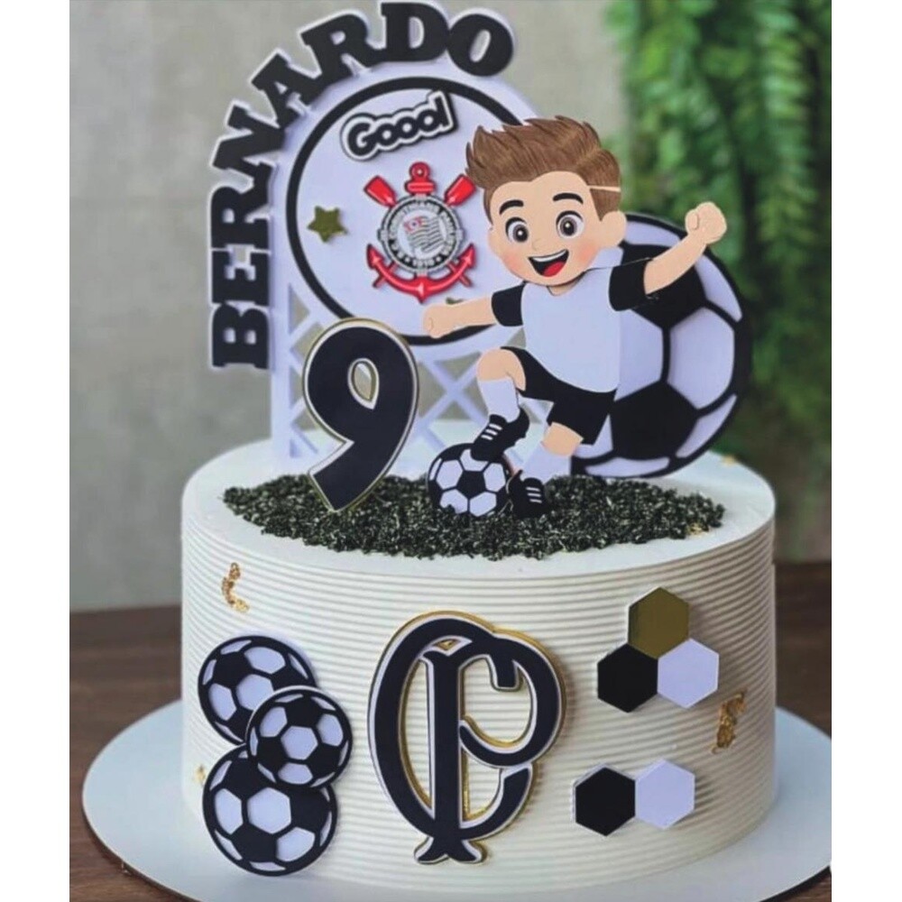 Topo de Bolo Futebol Menino Corinthians Bernardo arquivo digital 