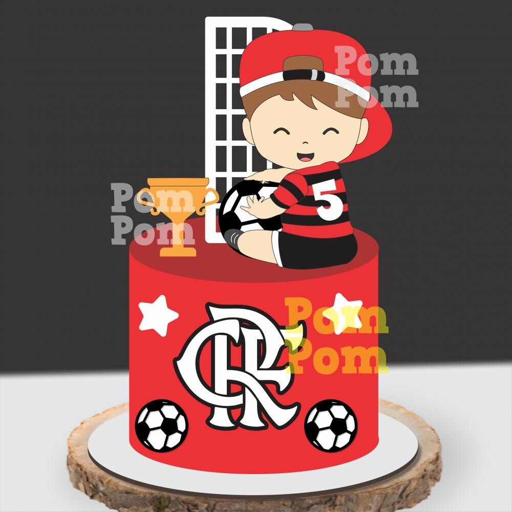 Topo de Bolo Futebol Menino Flamengo arquivo digital em studio si