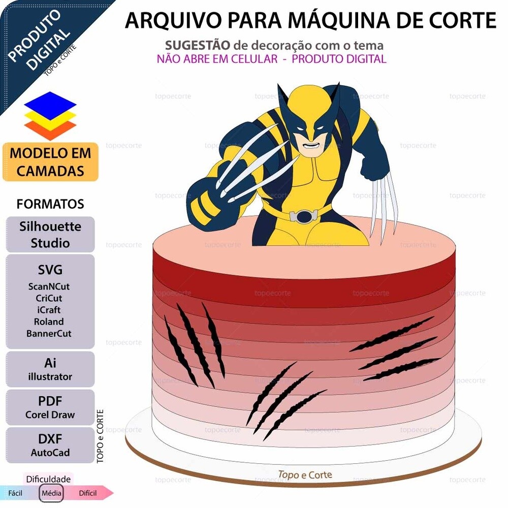 Topo de Bolo Arquivo 04 - Wolverine a
