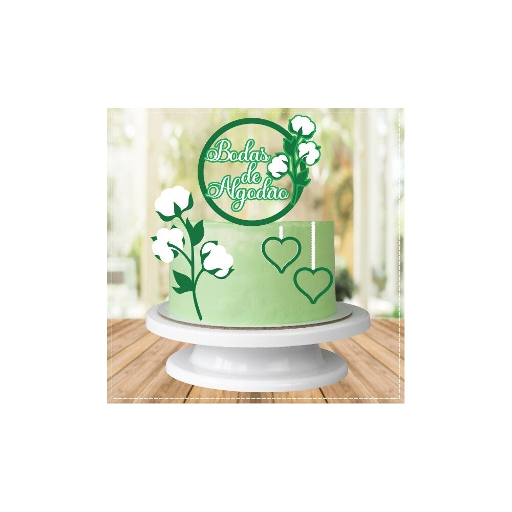 Topo de bolo 01 - Bodas de Algodão a