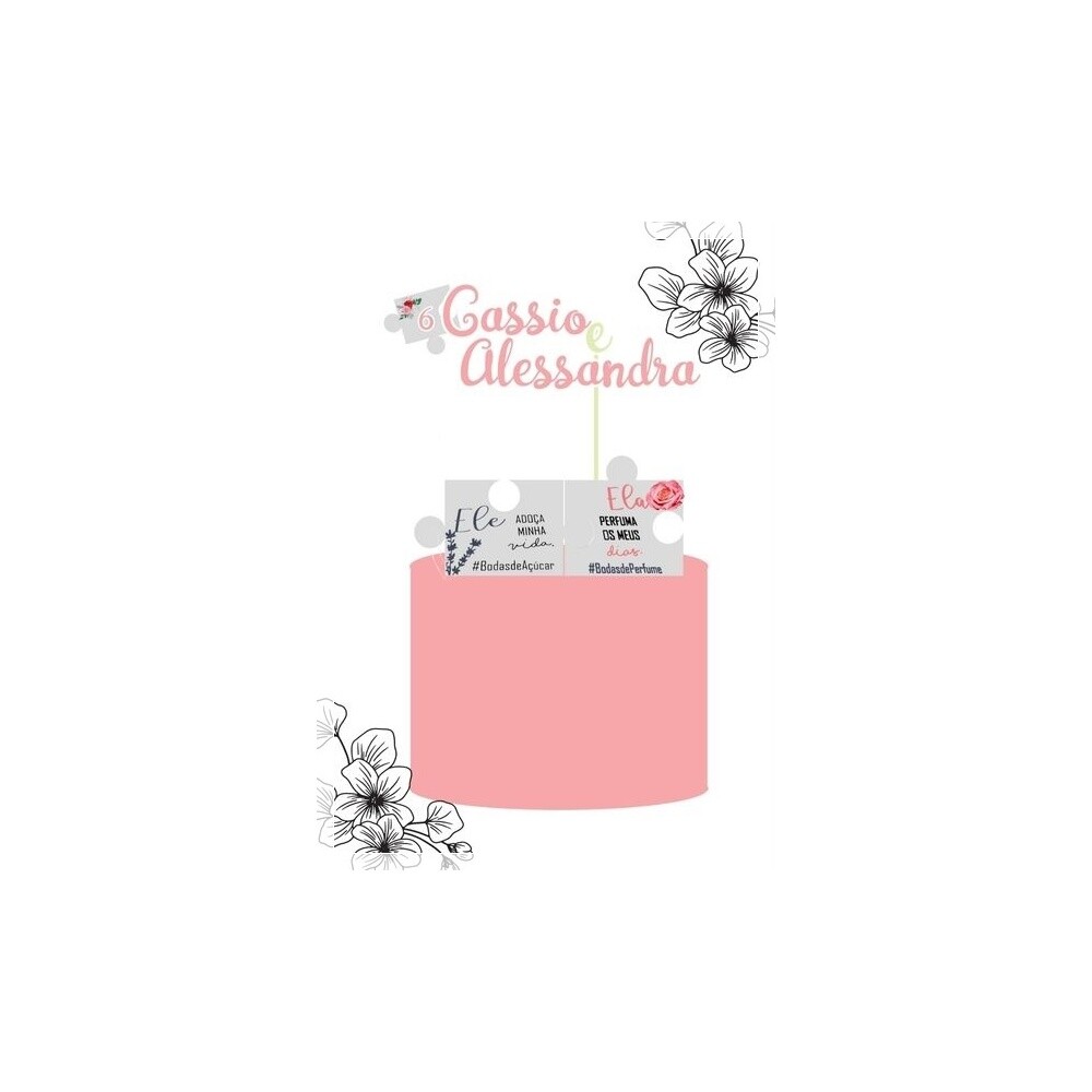 Topo de bolo 01 - Bodas de Açucar Perfume a
