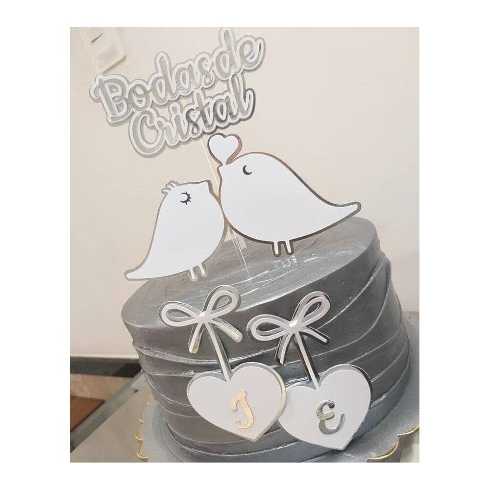 Topo de bolo 01 - Bodas de Cristal a