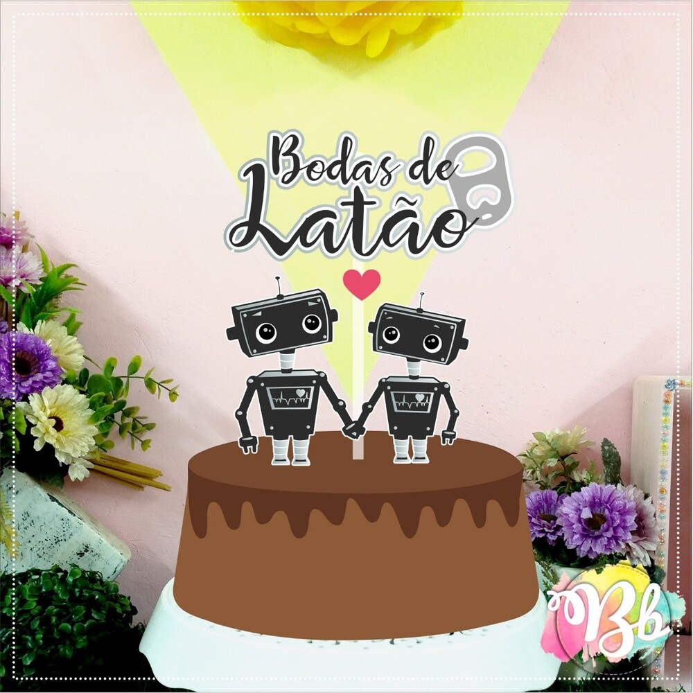 Topo de bolo 01 - Bodas de Latão a