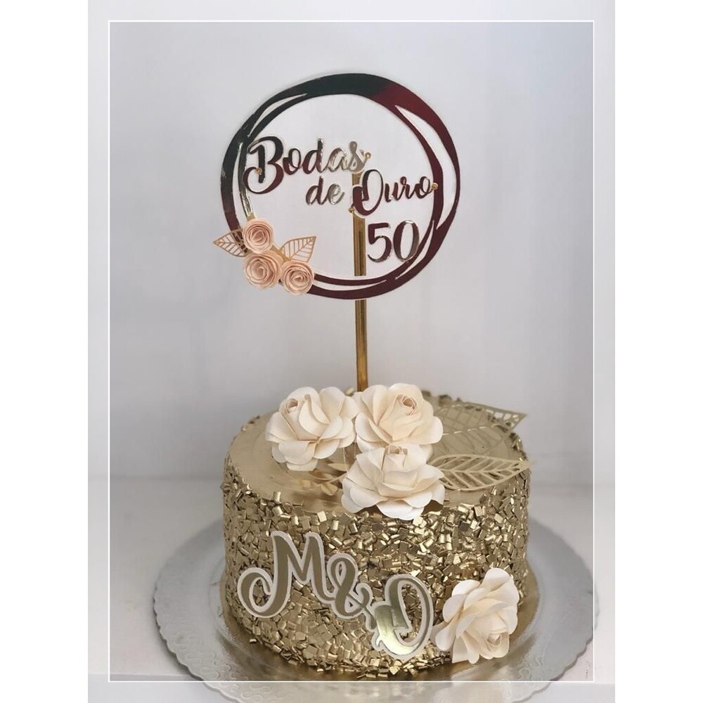 Topo de bolo 01 - Bodas de Ouro a