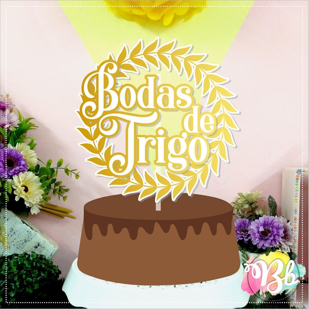 Topo de bolo 01 - Bodas de Trigo a