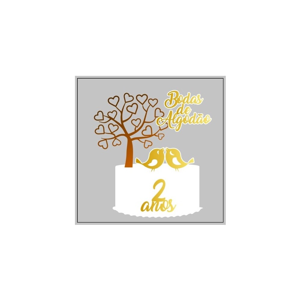 Topo de bolo 02 - Bodas de Algodão a