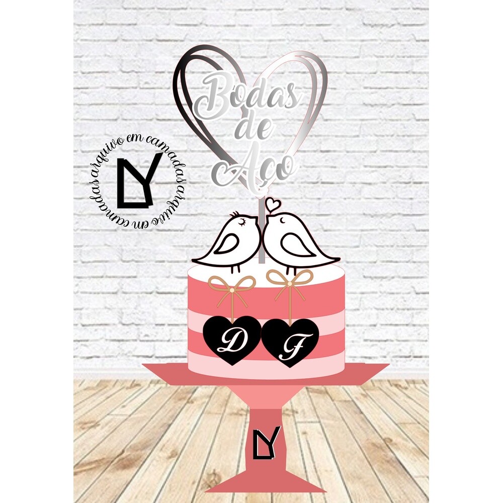 Topo de bolo 02 - Bodas de Aço a