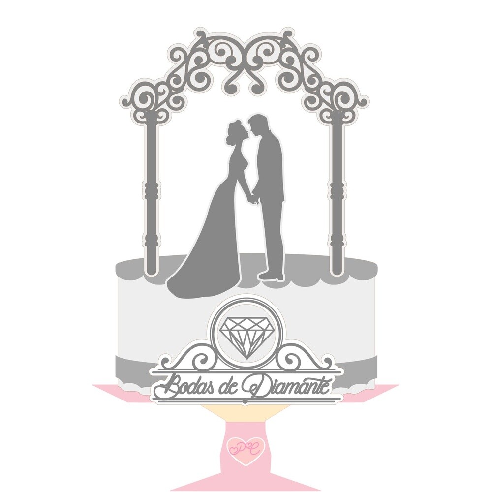 Topo de bolo 02 - Bodas de Diamante a