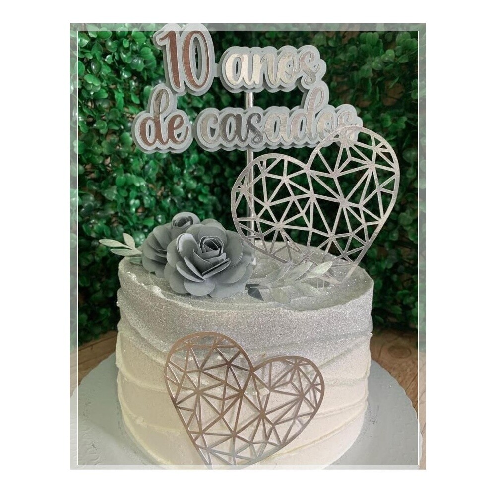 Topo de bolo 03 - Bodas de Estanho - Zinco a