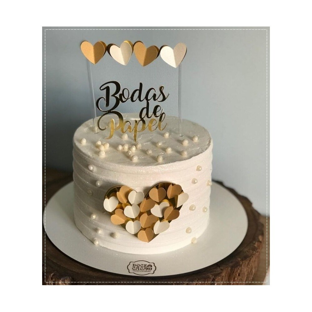 Topo de bolo 03 - Bodas de Papel a