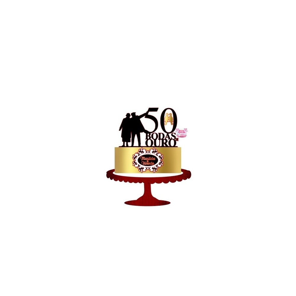 Topo de bolo 04 - Bodas de Ouro a