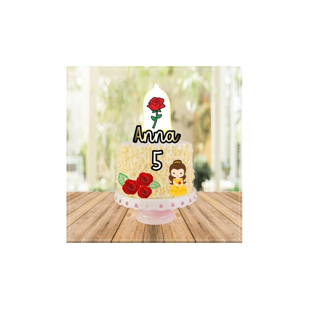 Topo de bolo 34- A Bela e a Fera a