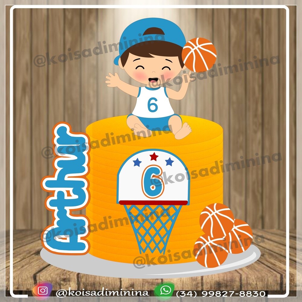 Topo de bolo 6 - Basquete a