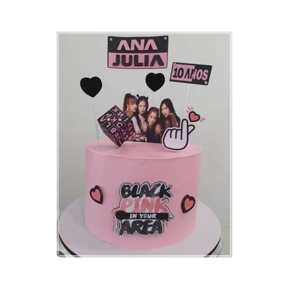 Topo de bolo 10 - Black Pink a