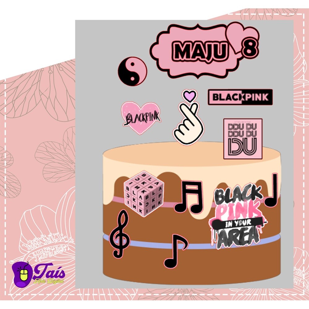 Topo de bolo 7 - Black Pink a