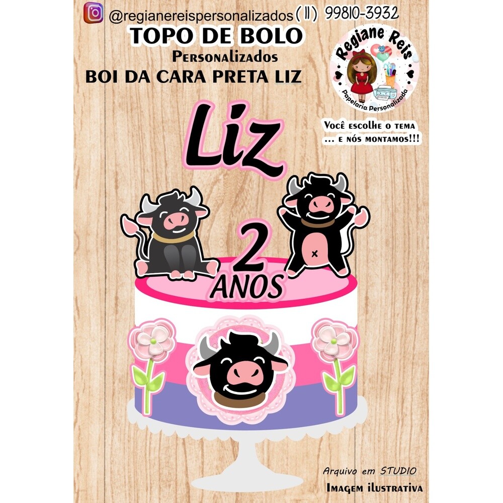 Topo de bolo 01 - Boi da Cara Preta a