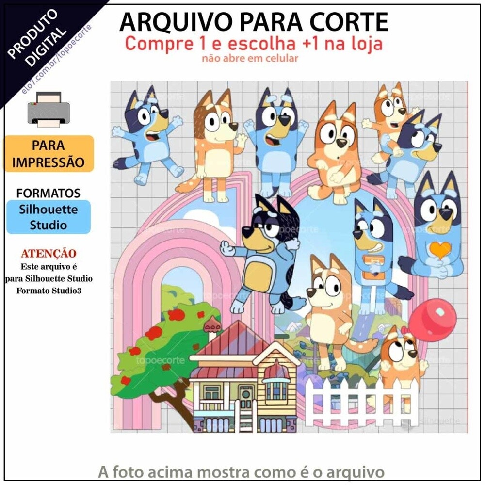 Topo de bolo 4 - Bluey a